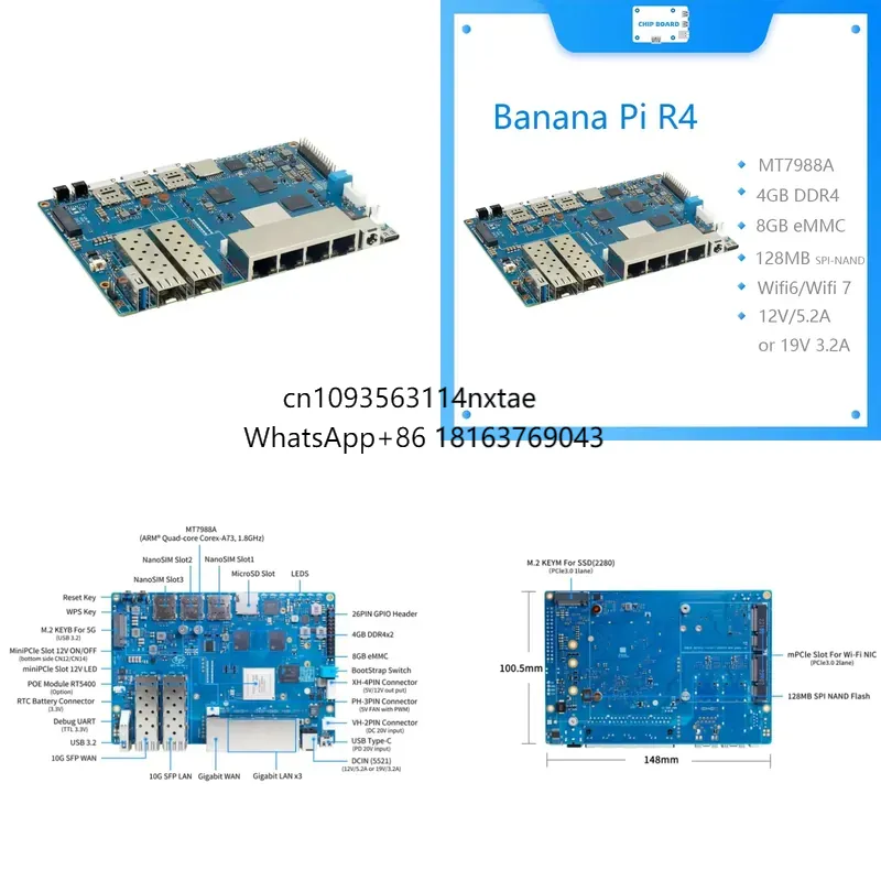 2026 Quente! Placa Banana Pi B - Bananapi Bpi R4 Wifi 7 avaliação e preço