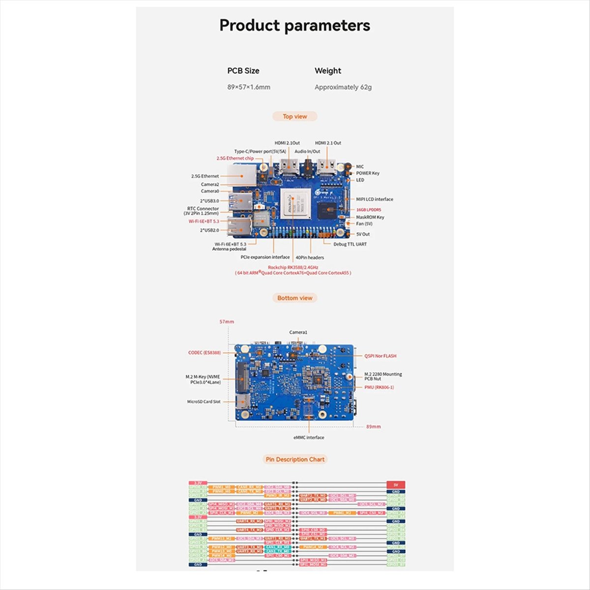 (ABGQ) Placa de Desenvolviment - Orange Pi 5 Max Rk3588 avaliação e preço